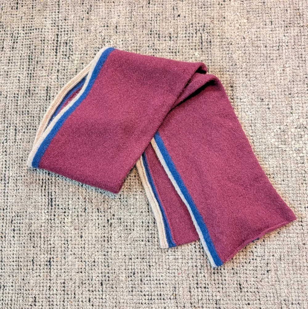 Vintage Y2K Gap Mens Colorblock Lambswool Scarf Stripe‎ 2004 Preppy Burgundy